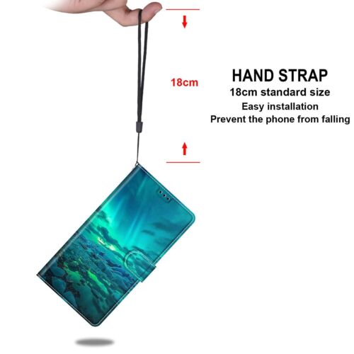 Floating Ice Green Aurora For Various Phone Flip Wallet Card Holder Case Cover - Picture 3 of 12