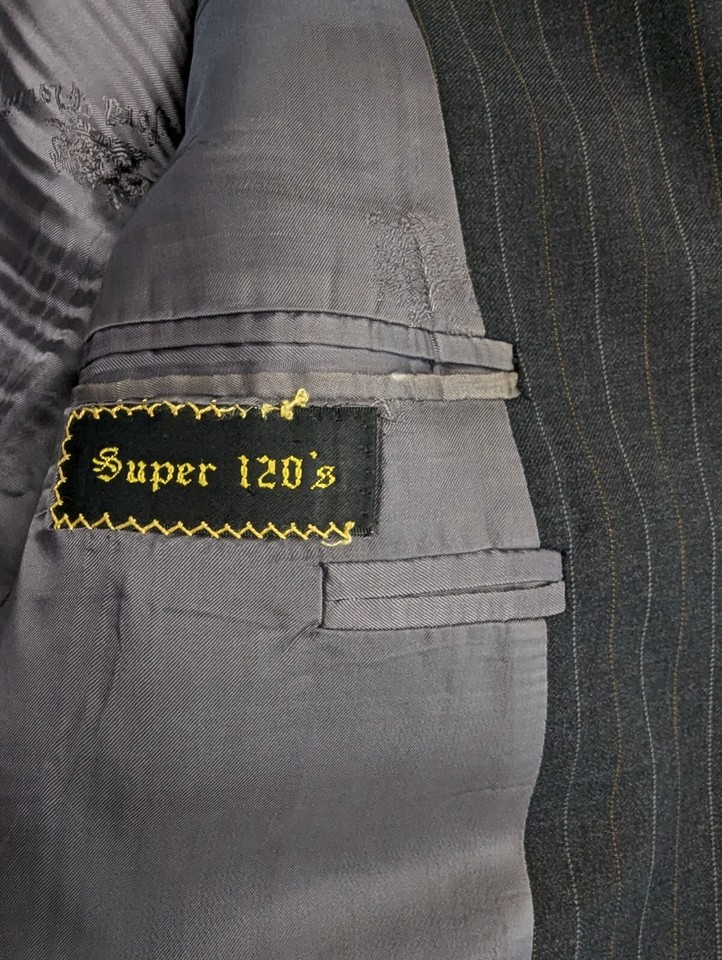 Oxxford Clothes Mens Blazer 120s Wool Striped US 42R Double Vented