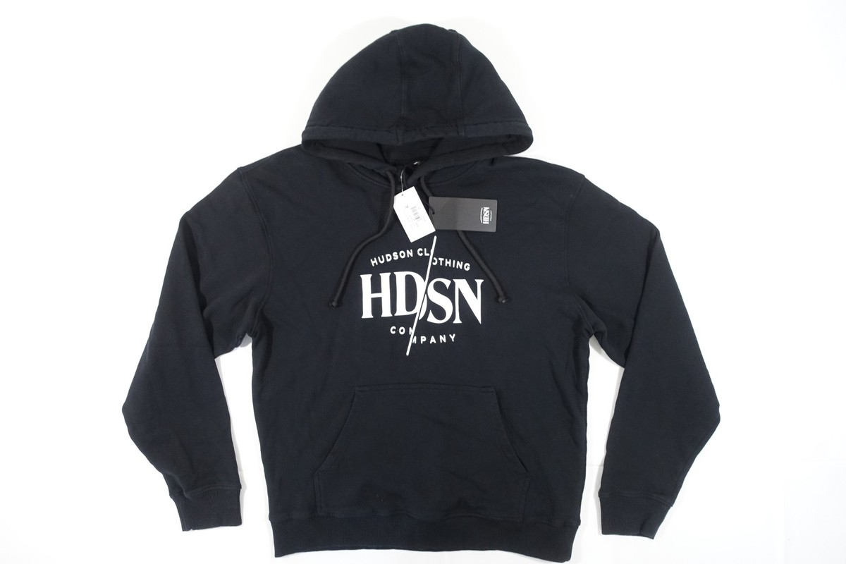 HUDSON CLOTHING CO BLACK MEDIUM PULLOVER HOODIE SWEATSHIRT SWEATER MENS NWT  NEW