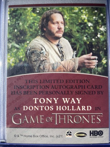Game of Thrones Complete Series TONY WAY as Dontos Hollard Inscription Autograph - Picture 2 of 2