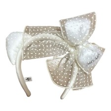 USJ Limited Hello Kitty White Raced Bow Tie Plush Headband 2024 Tulle Universal