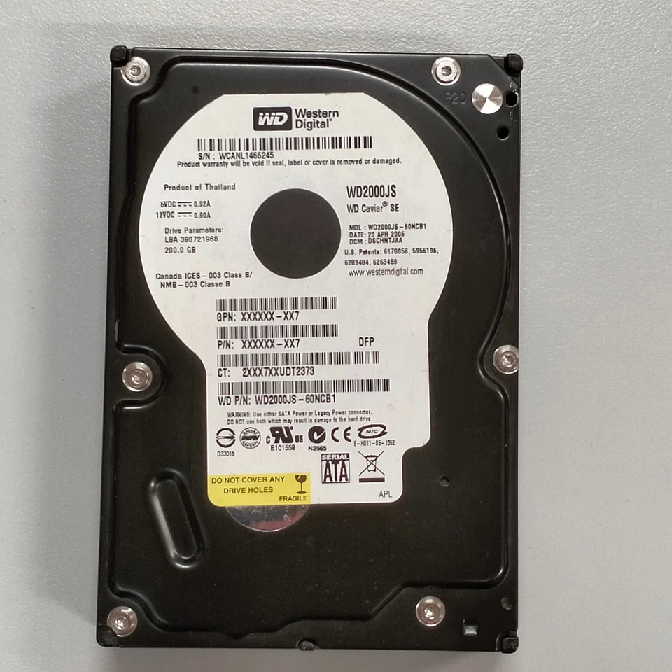 WD WD2000JS 200GB 3.5" SATA HDD 7200 RPM 3Gbps 8MB Cache Drive WD2000JS-60NCB1 - Image 2 of 4