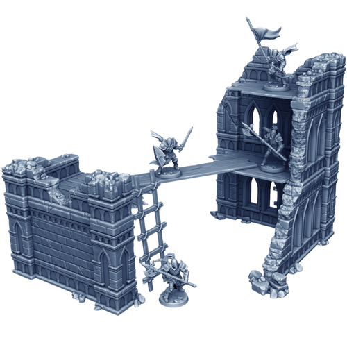 Set Scenico Modulare Rovine Fantasy Terreno per Miniature 32mm Warhammer AoS ToW - Foto 2 di 10