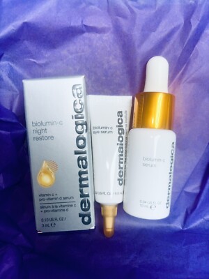 Dermalogica Biolumin-C Serum .34oz, Night Restore Serum .1oz, Eye Serum .2oz Set