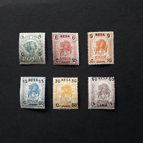 COLONIE ITALIANE SOMALIA 1922/ ELEFANTE, SERIE DI 6 VAL. LING. MH* - Imagen 1 de 2