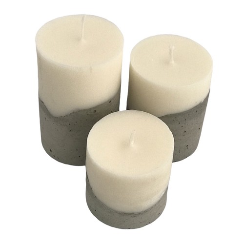 3pc Pillar Candles Gift Set Decorative Candle Grey Home Decor Handmade Luxdecor6 - Picture 2 of 5