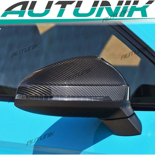 For 17-24 Audi A4 S4 RS4 B9 A5 S5 Mirror Cover Caps w/ Assist Carbon Fiber Look