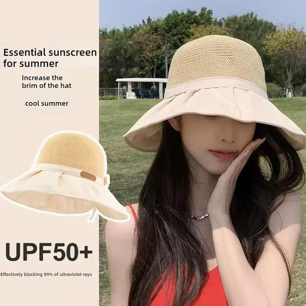 PONY Cappello da sole donna coda di cavallo visiera tesa larga berretto estivo sole spiaggia cappello pieghevole O L5K3