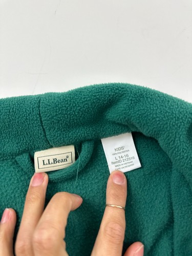 L.L. Bean Bathrobe Youth Large Teal Green Belted Waist Fleece Terry Shawl - Picture 2 of 8