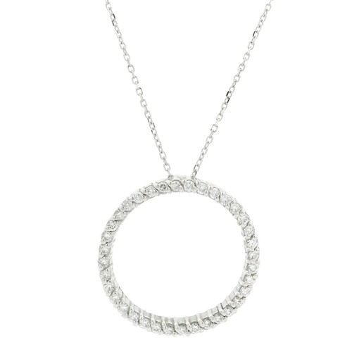 New 14k White Gold 0.38ctw Diamond Open Circle Of Life Slide Pendant Necklace - Video 1 of 1