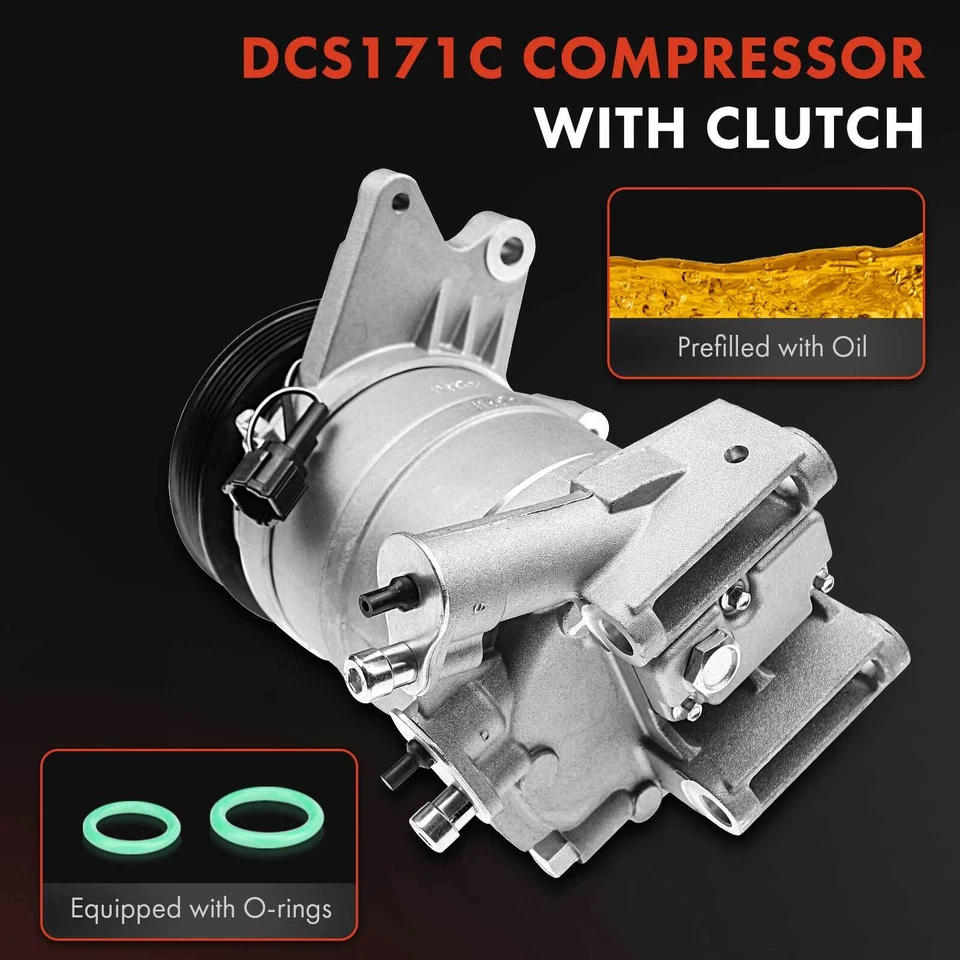 Compresor de aire acondicionado con polea de 6 ranuras para Nissan Murano 2003-2007 Quest 2004-2009 Foto 3 de 4