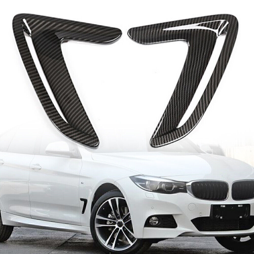 Side Body Marker Fender Air Wing Vent Trim Fit BMW 3 Series GT 13 - 17 Carbon