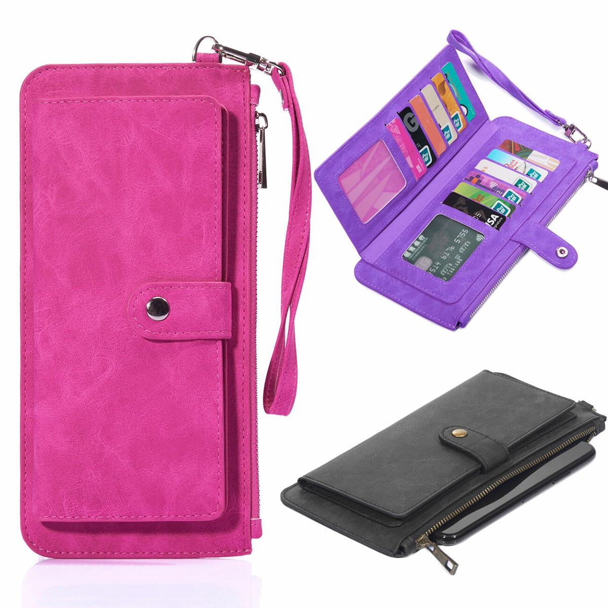 Smartphone Cell Phone Carrying Pouch RFID Wallets Case cover for Women Lady  Girl