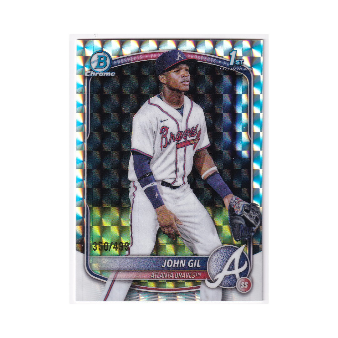 John Gil 2025 Bowman Chrome Prospects BCP172 Atlanta Braves Refractor 350/499