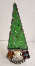 Vintage Green Stained Glass Christmas Tree