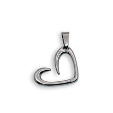 Rhodium Plated Stainless Steel Open Heart Pendant Love Charm