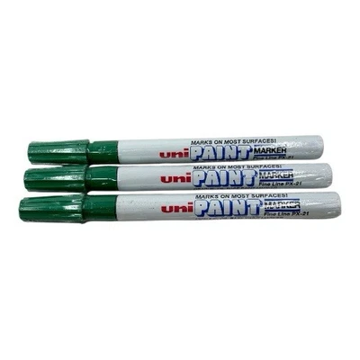 UNI-BALL 3 Markers Uni-Paint 63704 PX-21 Oil-Based Paint Marker Green Fine Line