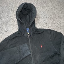 Polo Ralph Lauren Fleece Full Zip Hoodie Womens Medium Pony Logo Black