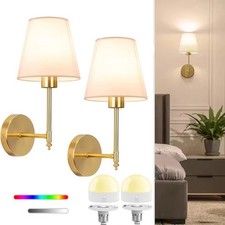 Set of 2 Battery Operated Wall Sconce Gold Cordless Rechargeable Wall Sconces