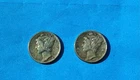 (2) 1944 - 1943S Mercury Head Dime 10c - 90% Silver US Dime 10 Cent Ten Lot