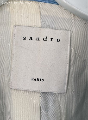 Sandro Blue Lined Long Sleeve Pockets Notch Lapel One Button Womens Blazer 38 - Picture 3 of 6