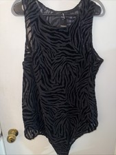 Torrid 5 5x Jet Black Leopard Velvet Mesh Print Bodysuit Layer Crew Sleeveless
