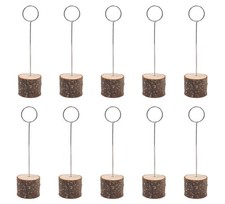 30 Pcs Rustic Wood Place Card Holders, Real Wooden Base Memo Photo Round
