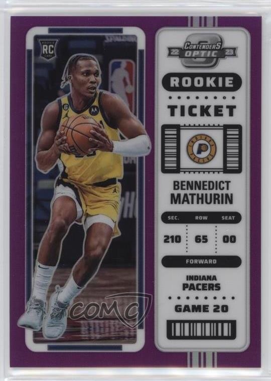 2022 Panini Contenders Optic Rookies Purple Prizm /15 Bennedict Mathurin #7 RC