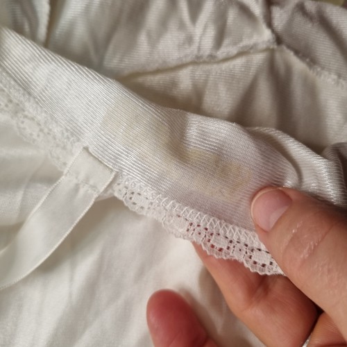 Vintage White Nylon Slip Dress Size M-L With Lace Trim Knee Length Retro Nightie - Bild 5 von 8