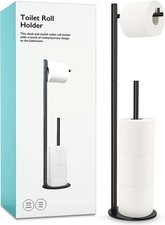Elegant Black Free-Standing Toilet Paper Holder - Space Saving  Rustproof