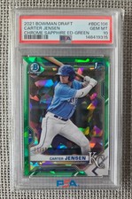 Carter Jensen 2021 1st Bowman Draft Chrome Green Sapphire /50 - PSA 10 Gem-Pop 1