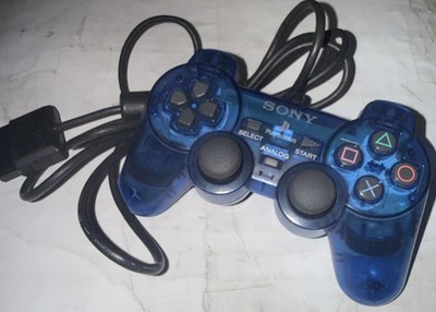 Sony PlayStation PS1 PS2 Blue Wired DualShock Analog Controller Gamepad