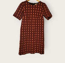 LOFT Ann Taylor Scroll Floral Jacquard Shift Dress In Red And Black Size Small
