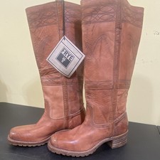 Vintage Frye Campus Brown Leather Pull-On Knee High Western Boots Women's 9M