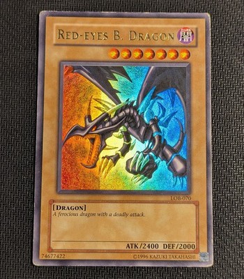 Yugioh Red-Eyes B. Dragon LOB-070 Ultra Rare GLOSSY UNL FOIL LINE ERROR!