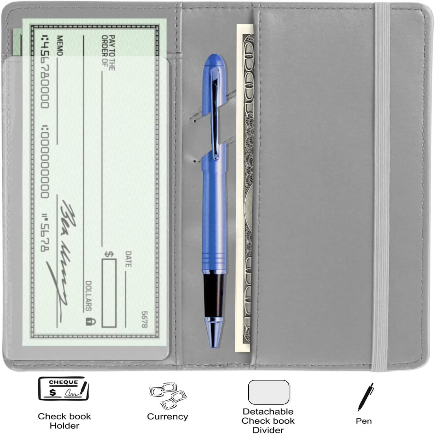 как выглядит PU Leather Checkbook Cover for Register Duplicate Checks, RFID Blocking Checkboo фото