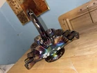 Bill Fenton and T. Watson Amethyst Carnival Glass Basket Hand Painted Flowers