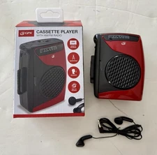 GPX AM/FM Cassette Player Recorder + Integrated Speaker + Earbuds Open Torn Box