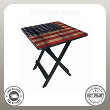 Ozark Trail 19-inch Plastic Folding Outdoor Camp Side Table Flag Print
