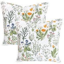 Sanracie Cotton Euro Pillow Shams 26"x26" Floral 2 Pcs