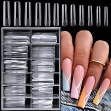LoveOurHome 240pc XXL Square Gel Nail Tips Extra Long Fake Nails Clear