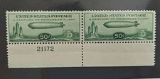Joystamp: 1933 Sc No. C18 Pair Graf Zeppelin MNH V-XF plate 21172 50c USA Stamps