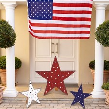 3 Pcs 4th of July Porch Sign Patriotic Large Wooden Stars Outdoor Decor Indep...