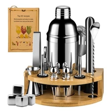 Cocktail Shaker Set with Stylish Stand, 25oz 17 Pieces Bartender Kit Professi...