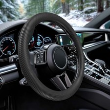 WOCOCN Car Steering Wheel Cover, Thin Anti-Skid Silicone Steering Wheel Black