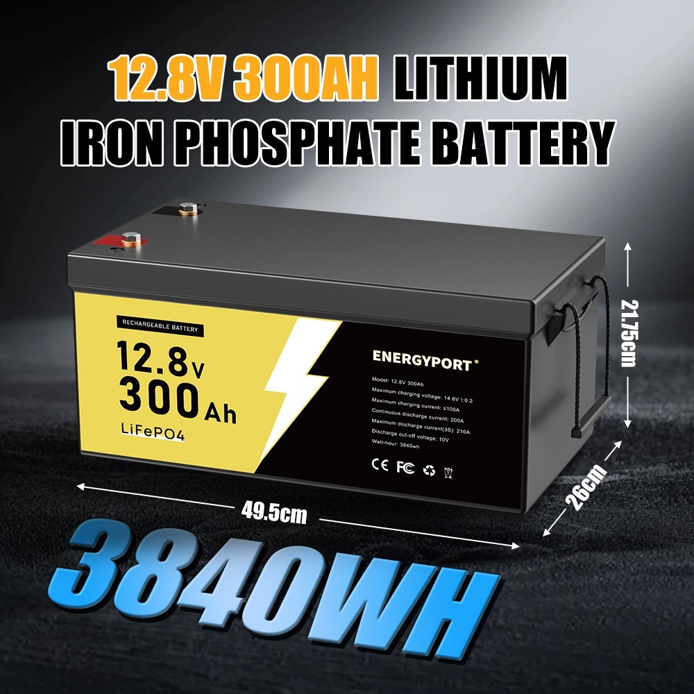 4PC 12V 300Ah LiFePO4 Lithium Battery 200A Deep Cycle BMS Solar Off-grid RV Boat