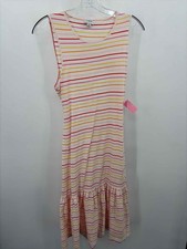 Pre-Owned J Crew White Size Medium Stripe Midi Sleeveless Dress