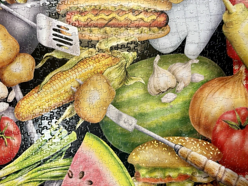 Lori Schory Bar-B-Que White Mountain 1000 Piece Jigsaw Puzzle COMPLETE 404S HTF - Image 2 of 4