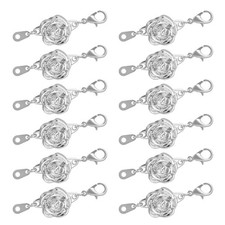 12Set Magnetic Jewelry Clasps Rose Magnetic Locking Lobster Clasps Silver