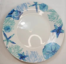 Royal Norfolk SHORE LIVING Blue Shells Starfish Dinner Plate NEW Discontinued